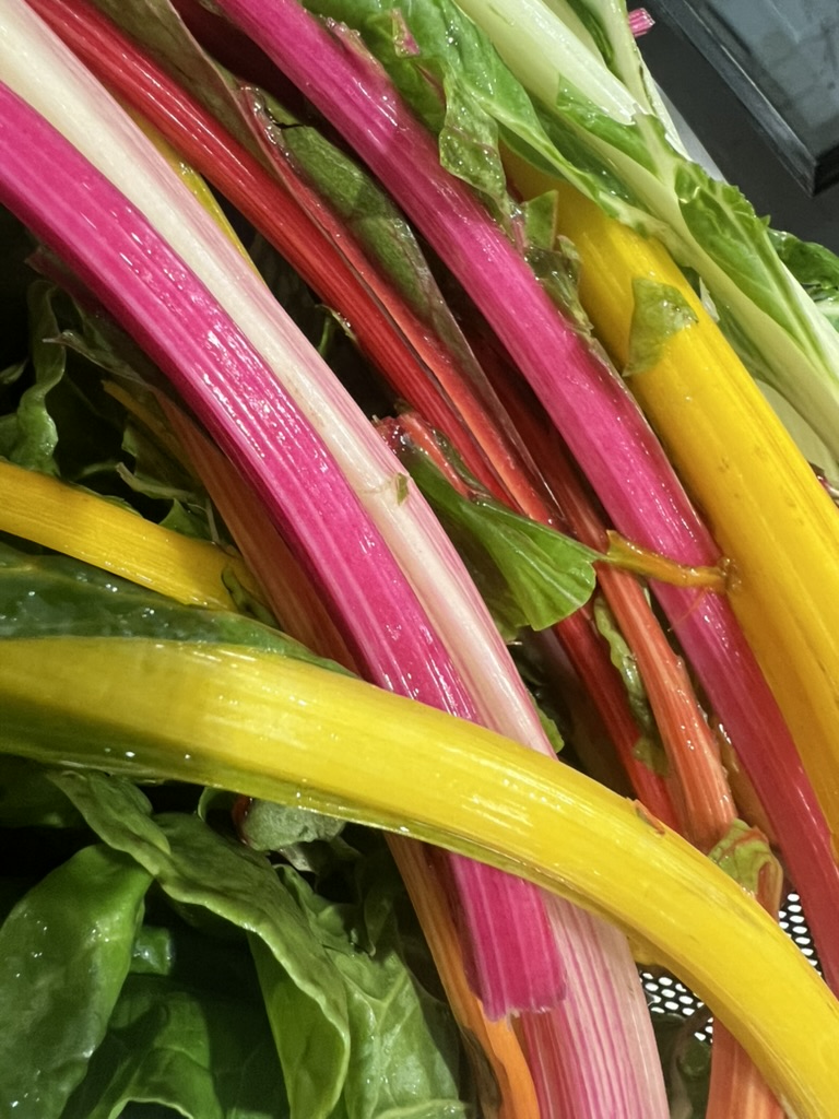 Garlic Sautéed Rainbow Chard with Yellow Courgette