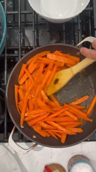 Carrots glazing in the pan