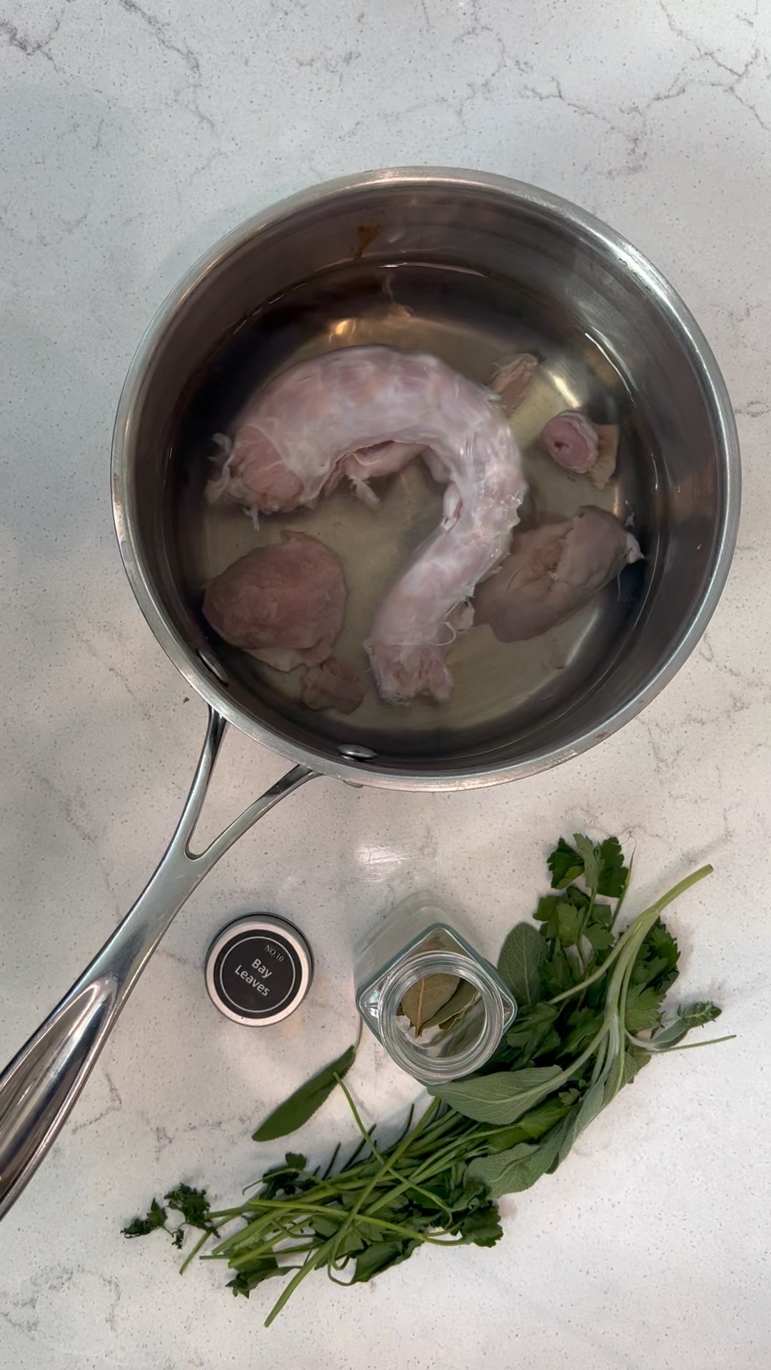 Giblets in stock pot